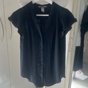 H&M Black Pleated Blouse